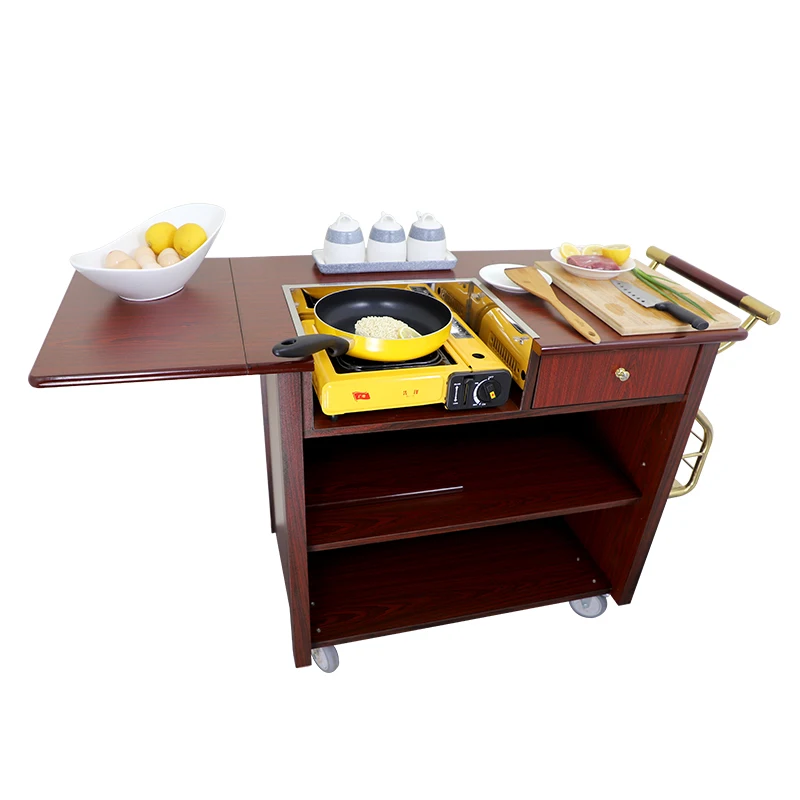 

Hotel single head cooking cart mobile abalone cart cassette stove dining cart cooking fried steak