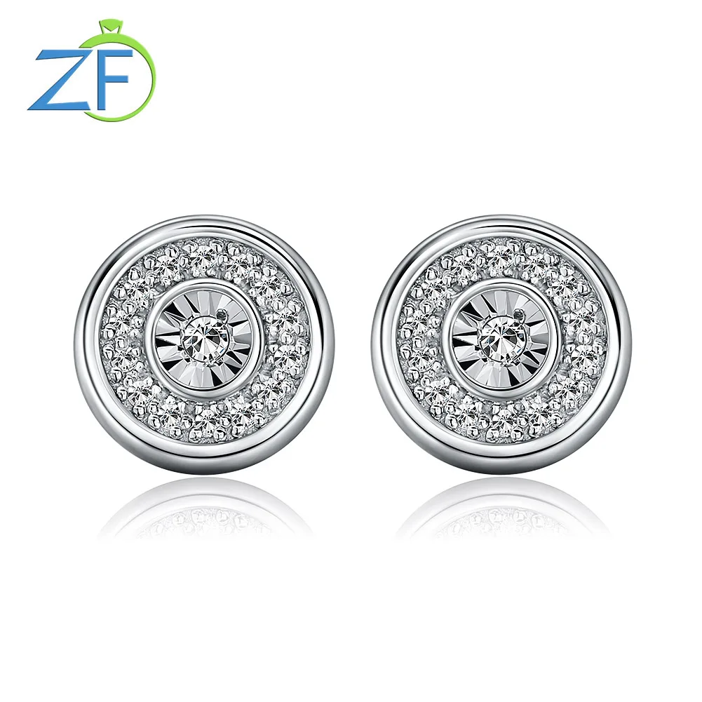 

GZ ZONGFA Original 925 Sterling Silve Studs Earrings for Women Real Natural Diamond Sparkling Earring Anniversary Fine Jewelry