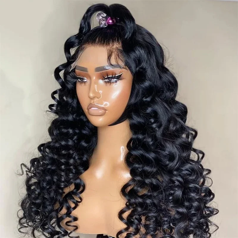 Black Deep Wave Long 30inch 5x5 Silk Base Jewish Human Hair Wig With Baby Hair HD Lace European Hair Preplucked Glueless