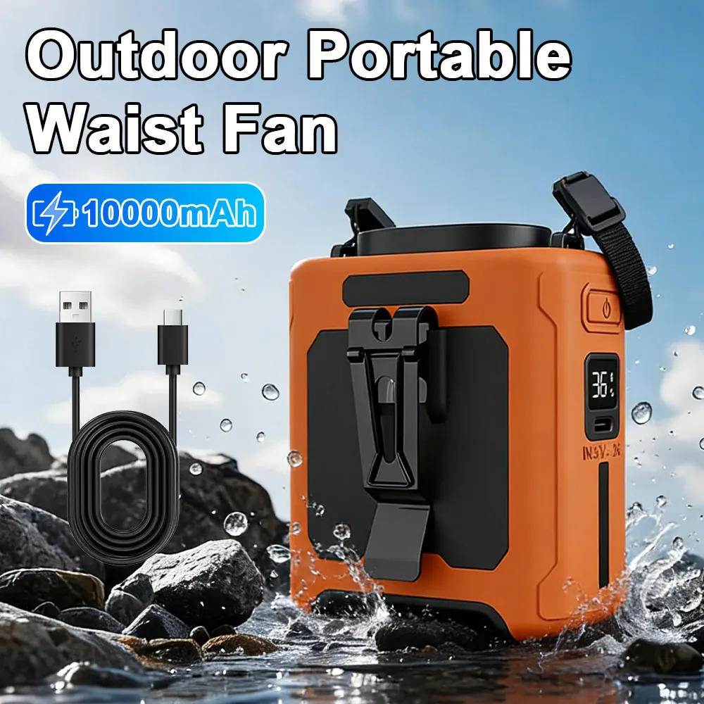 

Портативный вентилятор на шею 10000 мАч с функцией Power Bank, LED-подсветкой и мощным потоком воздуха, для кемпинга и походов