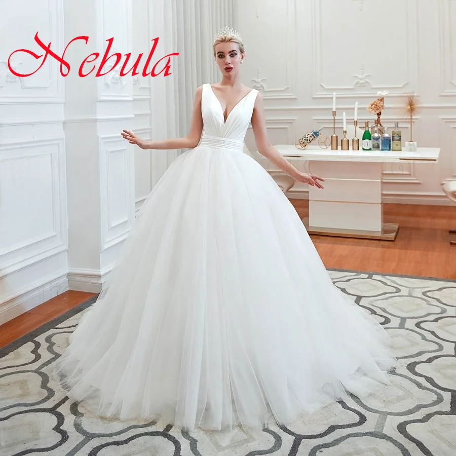 

Customized White Satin Tulle V-neck Simple Wedding Dress Spaghetti Straps Lace Up Back Bridal Party Vestido De Novia Modern