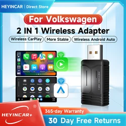 HEYINCAR-adaptador inalámbrico para coche, dispositivo 2 en 1 con Android, Carplay, para Volkswagen Tiguan Jetta ID.4 ID.5 Golf Atlas Taos Arteon, 2024