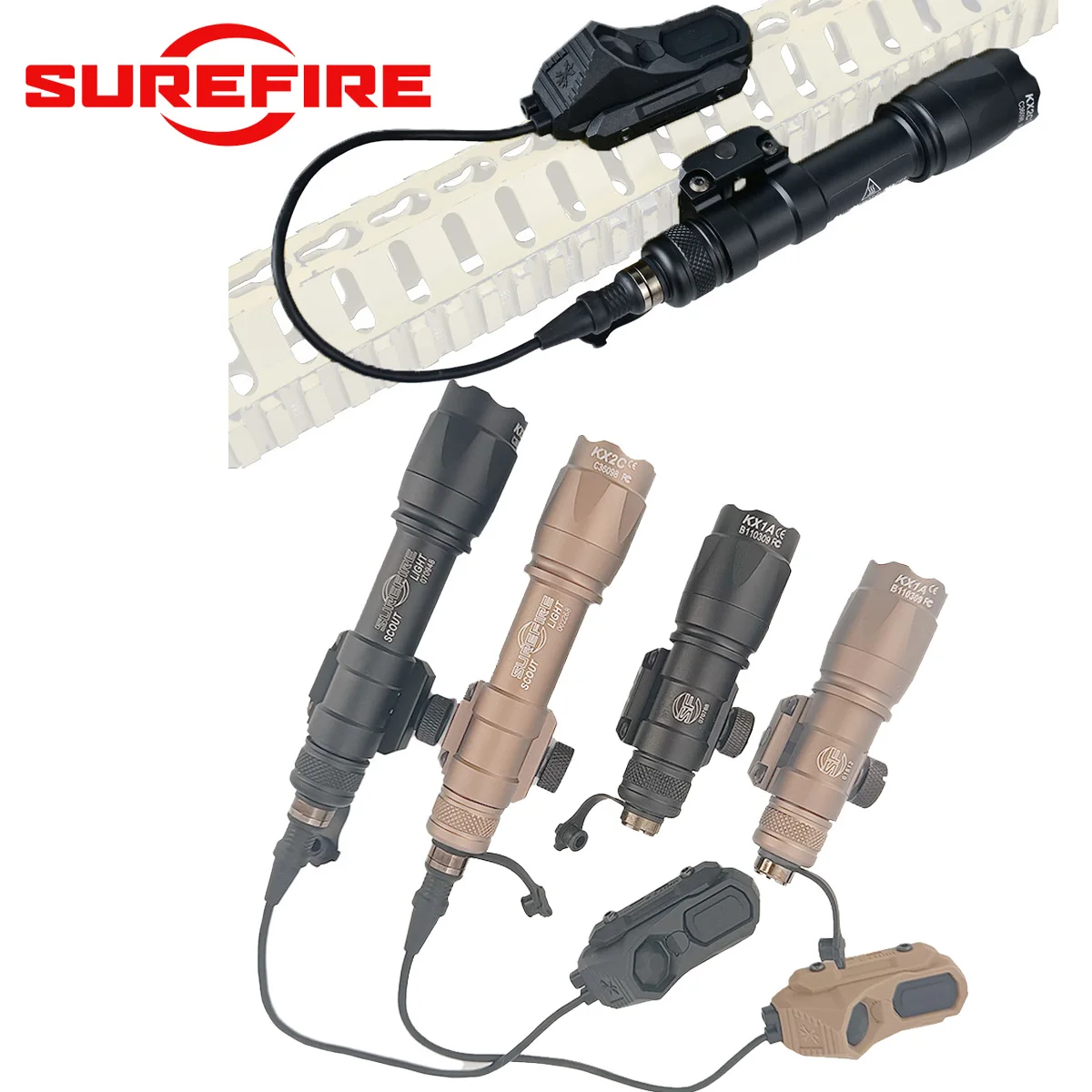 

Tactical Airsoft Surefire M600 M300 Weapons Scout Powerful Flashlight UNITY AXON Dual Function Switch Hunting Rifle AR15 Light