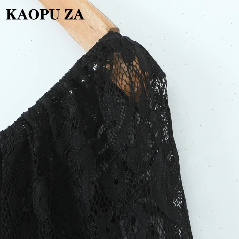 KAOPU ZA 2025 Zomer Vrouw Elegante Top Jurken Trendy Vrouwelijke V-kraag Mini Rok Ruches Regular Fit Kant Lange mouw Jurk