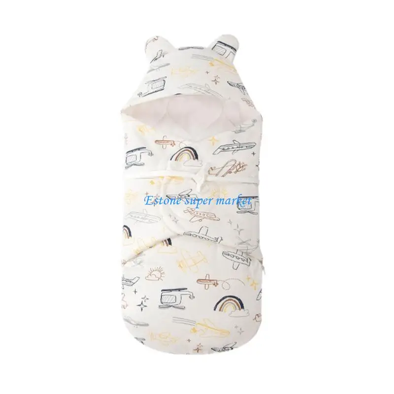 090B Baby Swaddles Wrap Sleeping Bags Anti-Kick Blanket Cotton Sleepsack Hooded Blanket Swaddles Sacks Infant Quilt Sleepwear