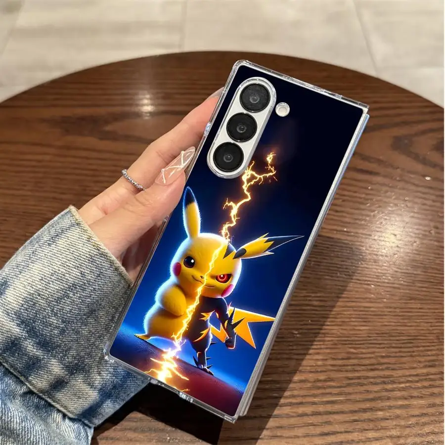 Чехол для Samsung Galaxy ZFold3 ZFold4 ZFold5 ZFold6 ZFold7 Z Fold 7, 6, 5, 4, 3, жесткий чехол для телефона, японский Пикачу, крутой