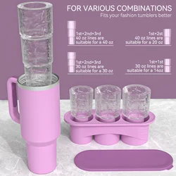Ice Cube Tray for ST Cup Tumbler Cup , Cylinder-Shaped Silicone Ice Mold with Lid , Stanley Cup Accessories
