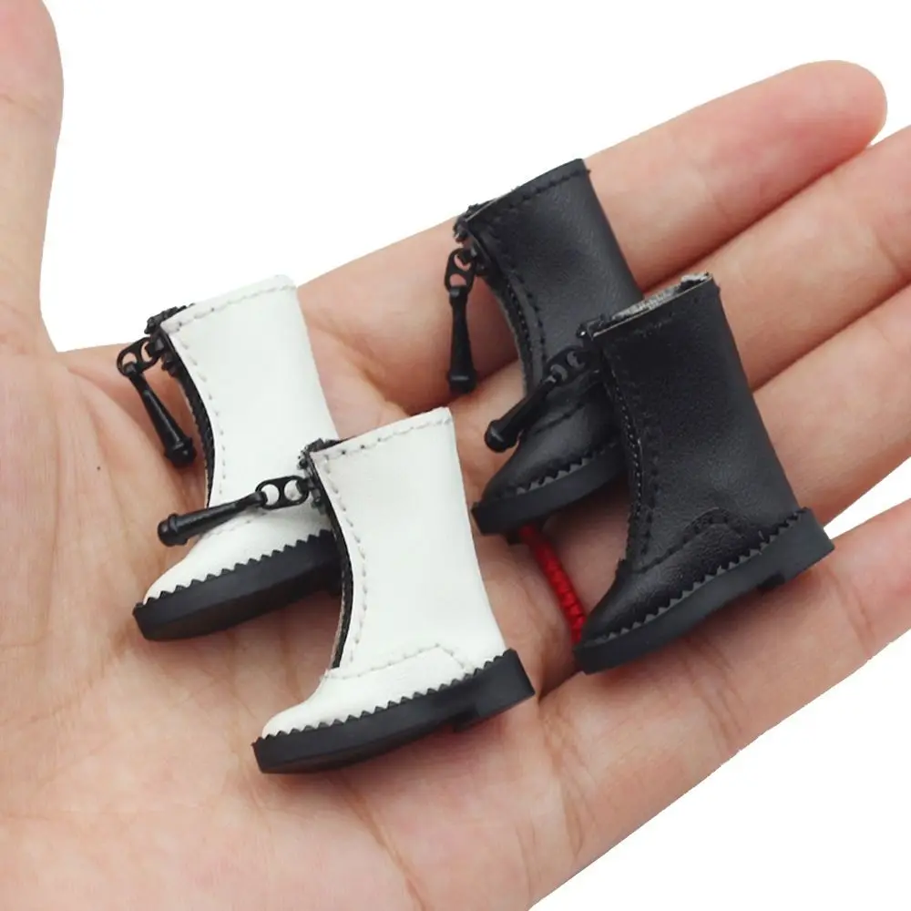 Obitsu11 Shoes Fashion Leather Boots Spike Toe Handmade Cowhide Dolls Shoes for 1/11 OB11 GSCbody9 Dolls Accessories Kids Toys