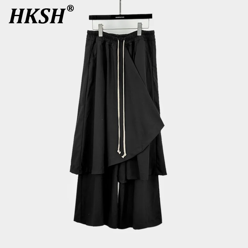 HKSH Men's Tide Dark RO Spring Autumn Winter Japanese Yamamoto Irregular Apron Punk Casual Drawstring Pants Fashion Chic HK2956