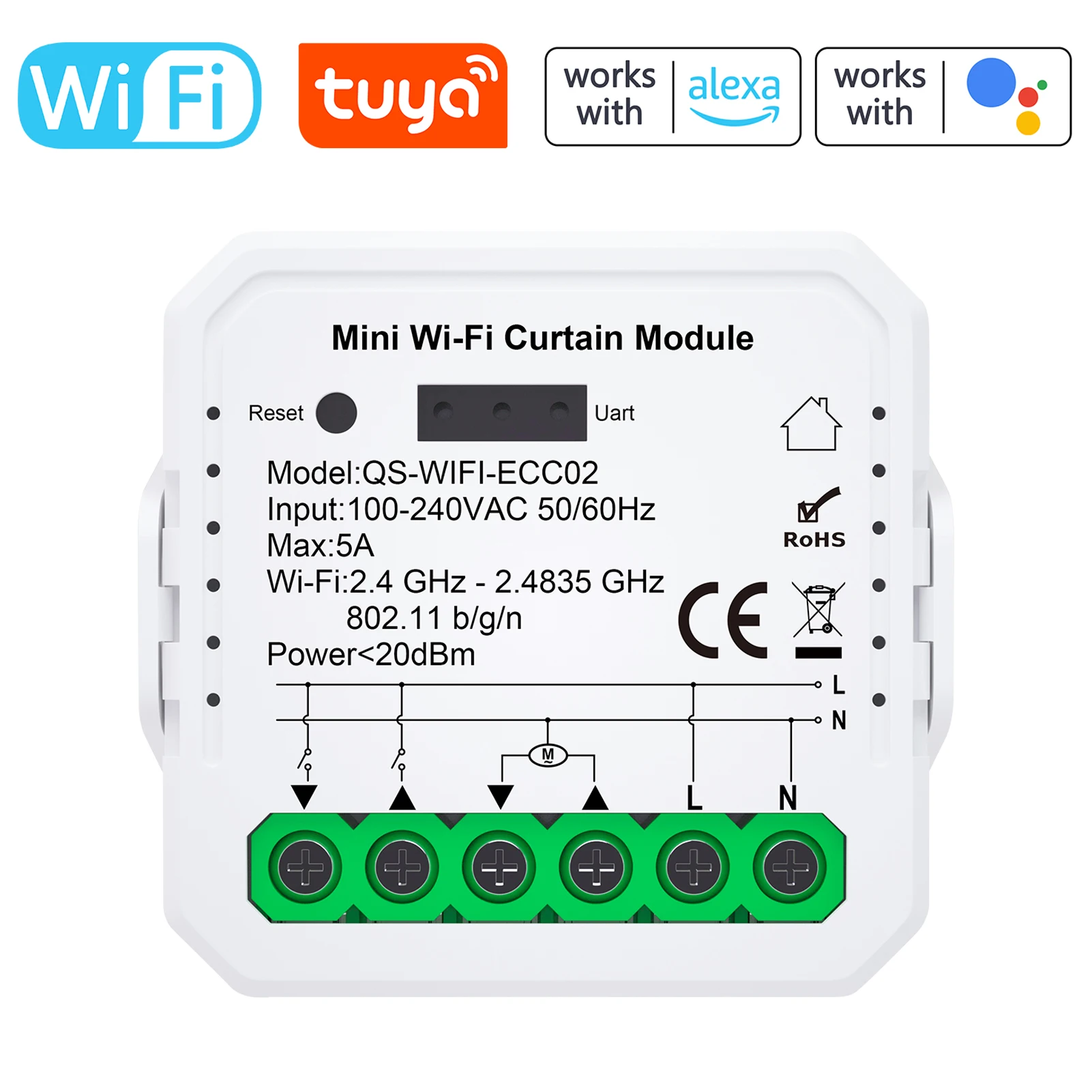 Modul für die Haustürsteuerung: Tuya ZigBee/WiFi SEC02 Smart Curtain Module für die intelligente Steuerung