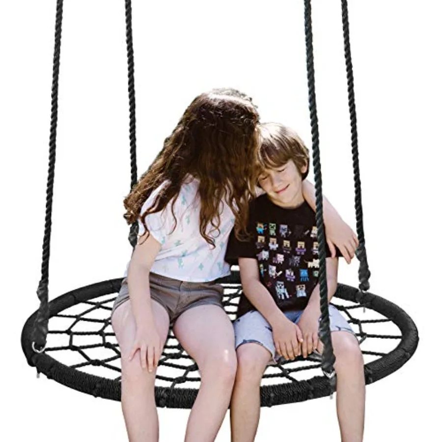 

Tire 48" Spider Web Swing 71" Nylon Rope Tree Swing Net, Black (48" Black)