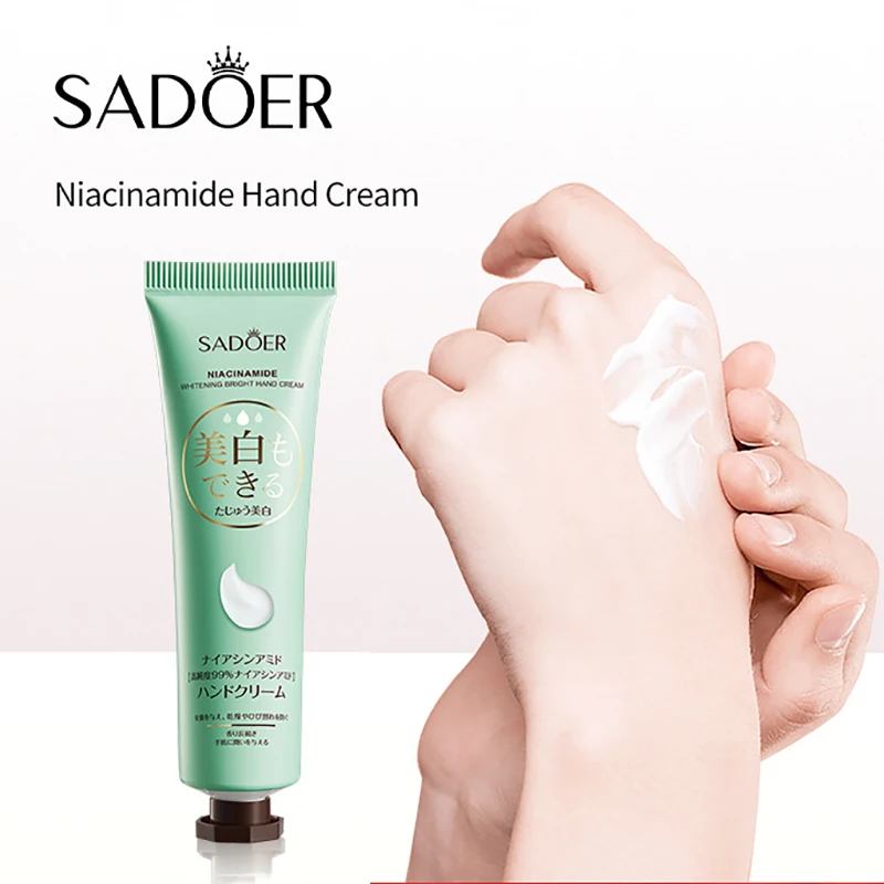 2 uds SADOER nicotinamida crema de manos antisecado grietas hidratante brillo reparando cremas de manos para el cuidado de la piel de las manos 30g