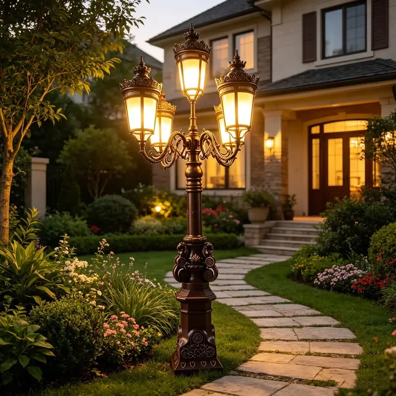 High Quality European Antique Pillar LED Landscape Light Waterproof IP65 Garden Street Light Hotel Villa Decorative Light