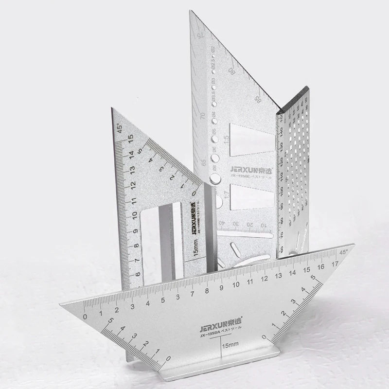 Woodworking Angle Ruler T-Shaped Line Marking Ruler Supporting Ruler 45 Degree and 90 Degree Right Angle Line Drawing Device