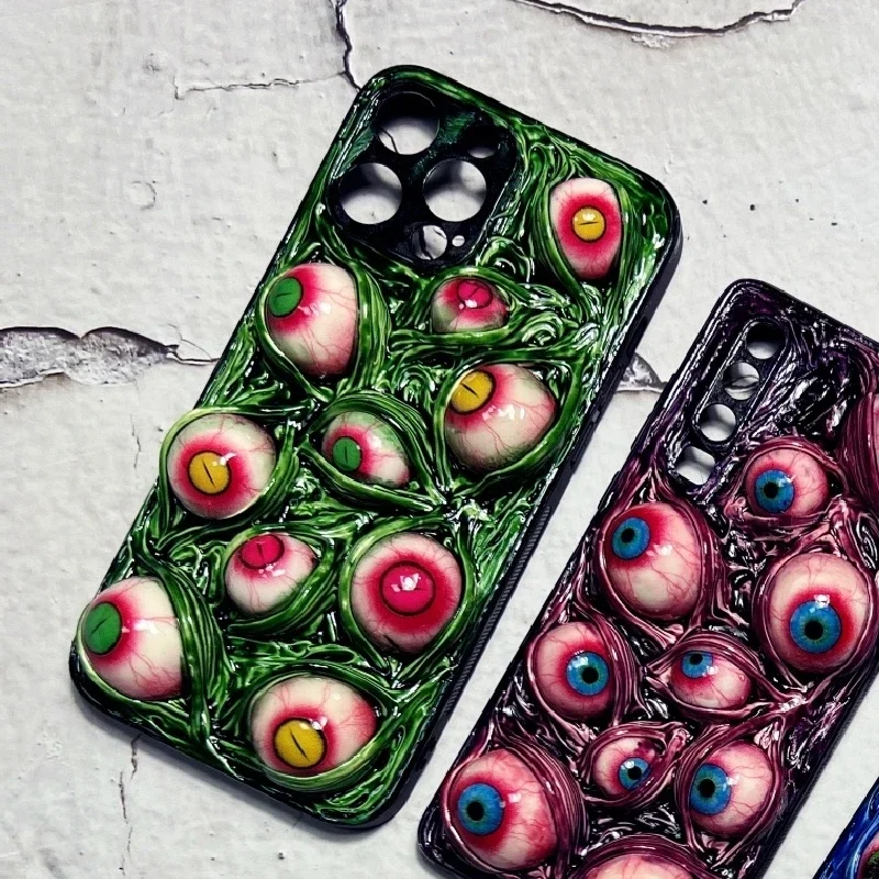 

4110 Original 3D Handmade Mobile Phone Case Cthulhu Eyes Dark Gothic Horror Punk Style Mobile Phone Case Custom Christmas Gift