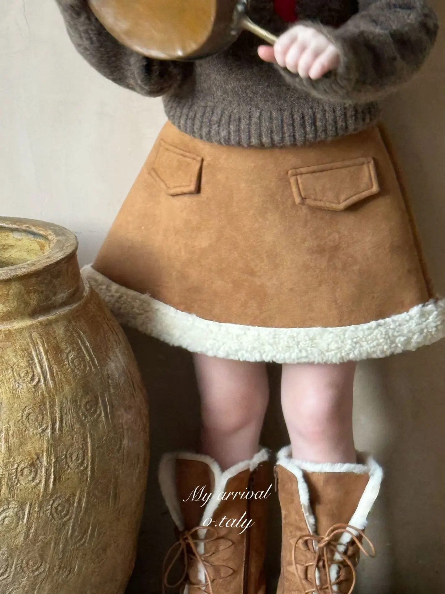 Girls Skirt Tutu Skirt for Girl Integrated Fur and Leather Individual Autumn Cotton Keep Warm Kids Skirt