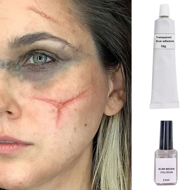 

Клей для грима с эффектом шрамов COS Special Effects Makeup, имитация рубцов, клей для кожи, инструменты для создания искусственных слез, макияж для Хэллоуина, косплея, готики