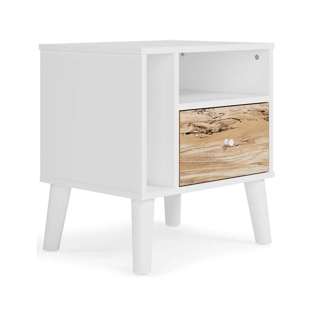 

Piperton 1 Drawer Night Stand Nightstand, 21.88"" Tall, White & Light Brown
