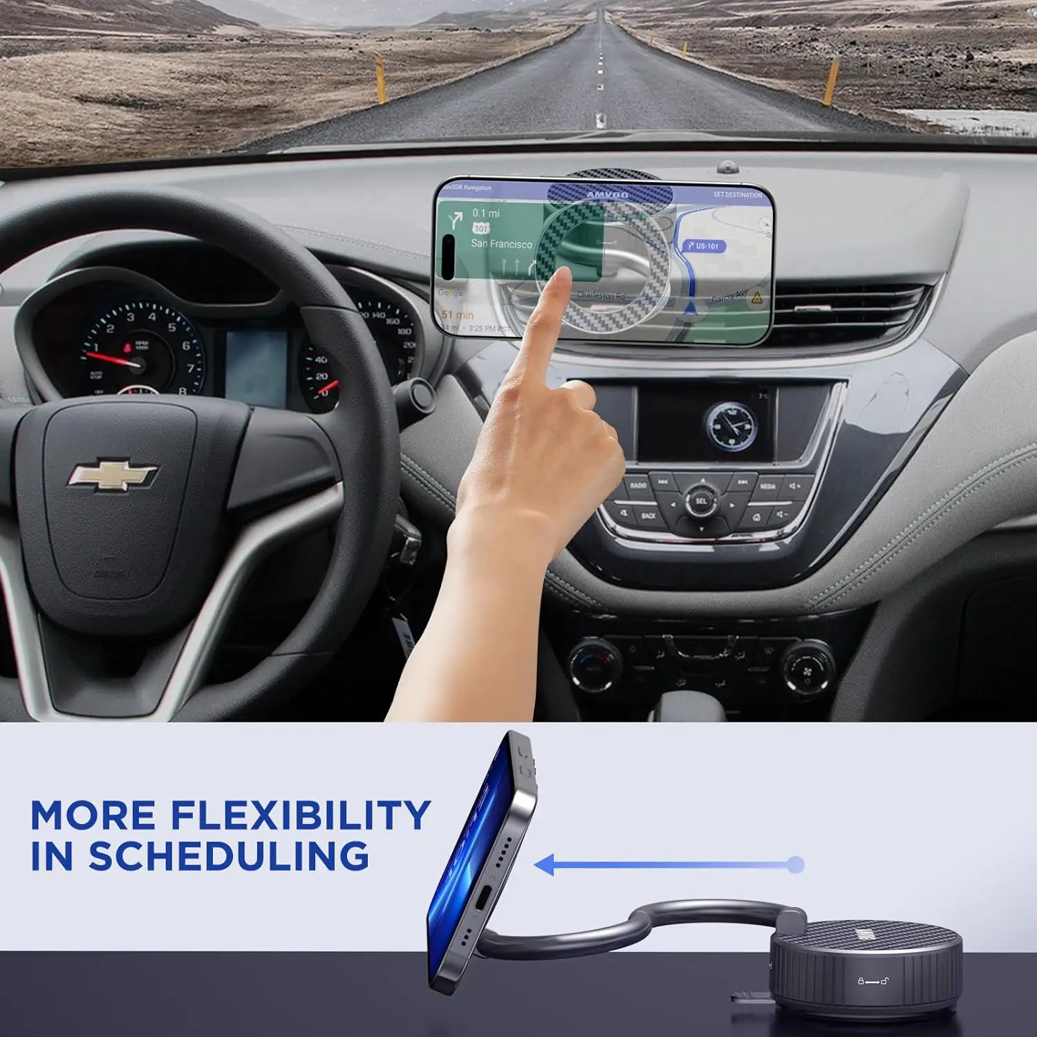 Автомобильное крепление Magsafe, магнитный держатель для телефона, 360° °   Регулируемая прочная присоска, складная для автомобиля