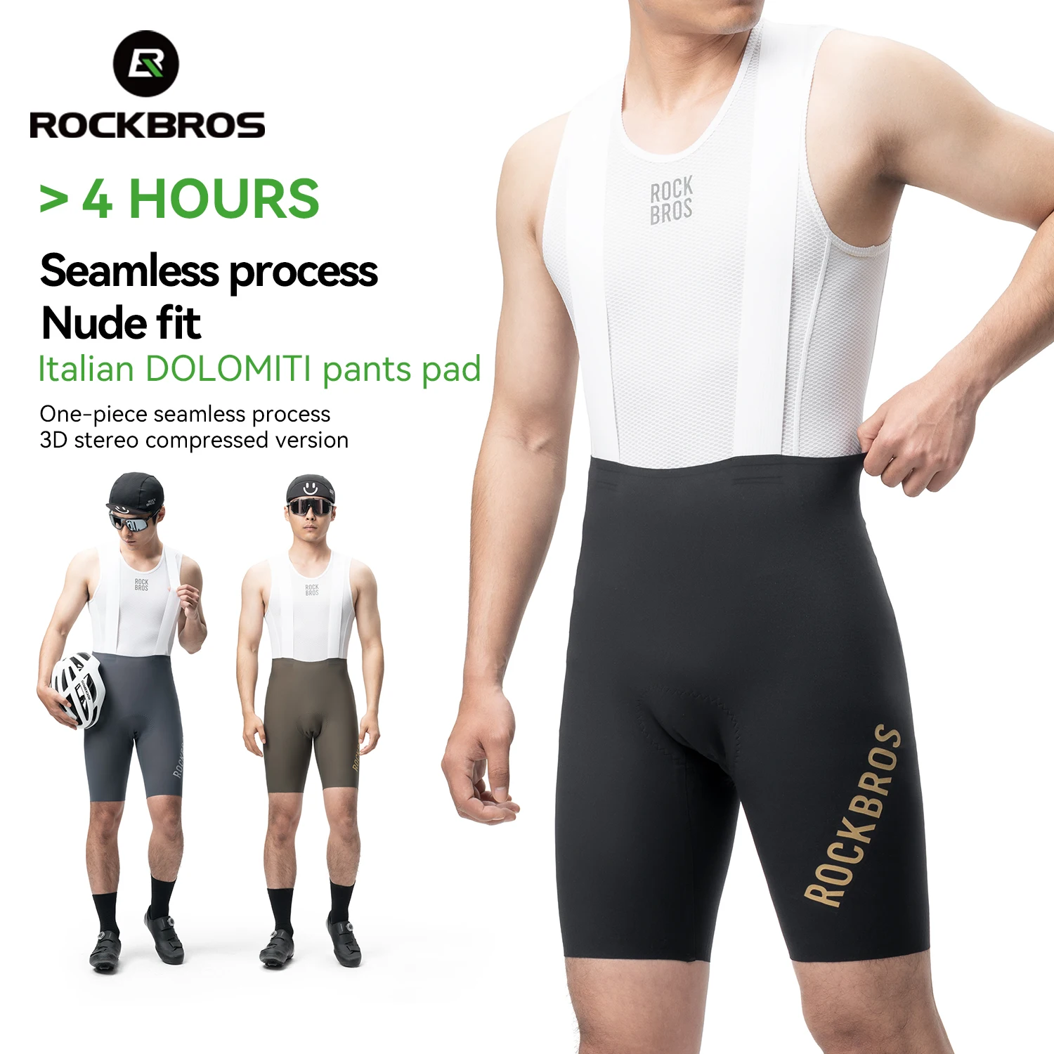 ROCKBROS Summer Cycling Bib Shorts High Elastic Breathable Anti-slip Shorts Comfortable DOLOMITI Pad Tights Men Cycling Shorts