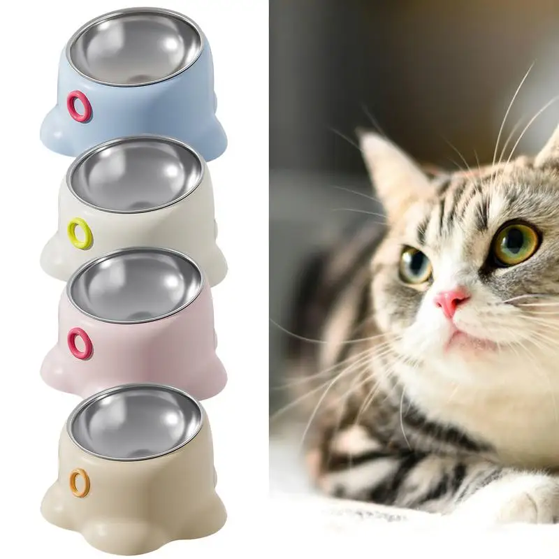 Cat Bowl Raised Dog Cat Water Food Feeding Bowl Tilted Indoor Outdoor Pet Bowl Holder With Prevent Tipping Stable Base For