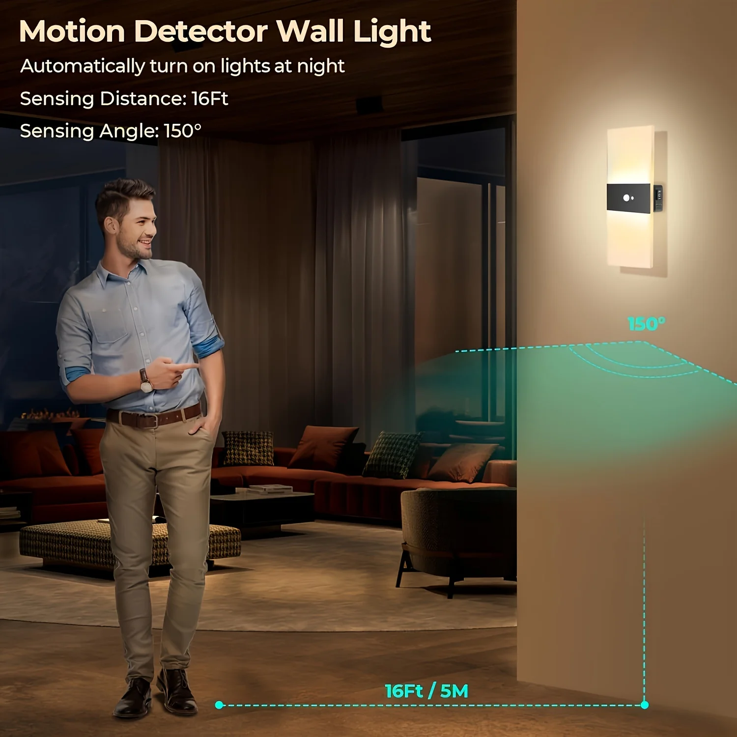 Battery Operated Wall Sconce Magnetic Cordless Night Light Indoor Motion Sensor LED Wall Lights Bedrooms Corridors Living Rooms