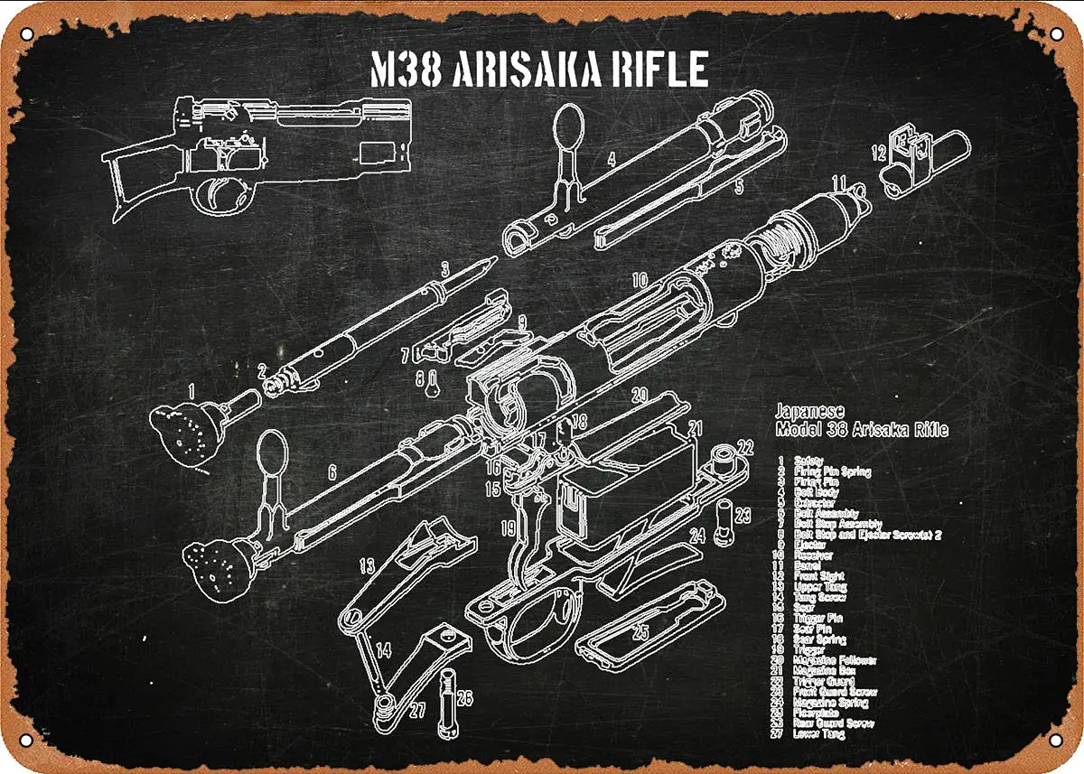 M38 Arisaka винтовка 2 # металлический жестяной знак Настенный декор мужская пещера военный веер подарок для дома бара паба декоративные военные Плакаты 12x8 дюймов