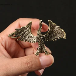 Solid Brass Flame phoenix Small Statue Desktop Ornament Chinese Mythical Beast Figurines Retro Home Feng Shui Decorations Crafts