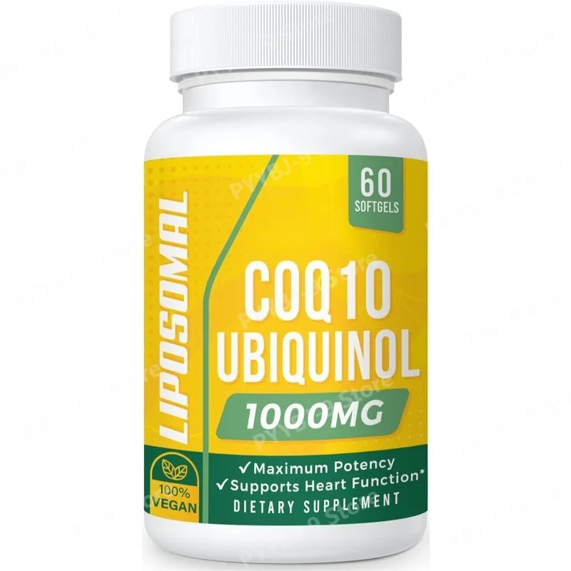Liposomal CoQ10 Supplement, Ubiquinol Antioxidant for Heart Function & Energy, Non-GMO, 1 Vegan Softgel (1000mg) 60 Softgels