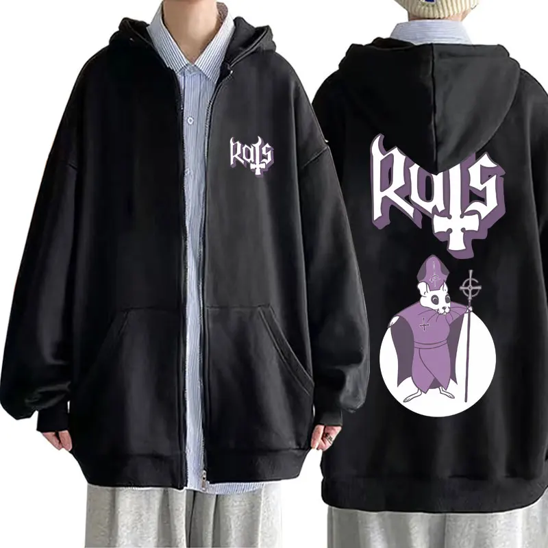 Limited Ghost Band Zipper Hoodie Male Gothic Streetwear Mens