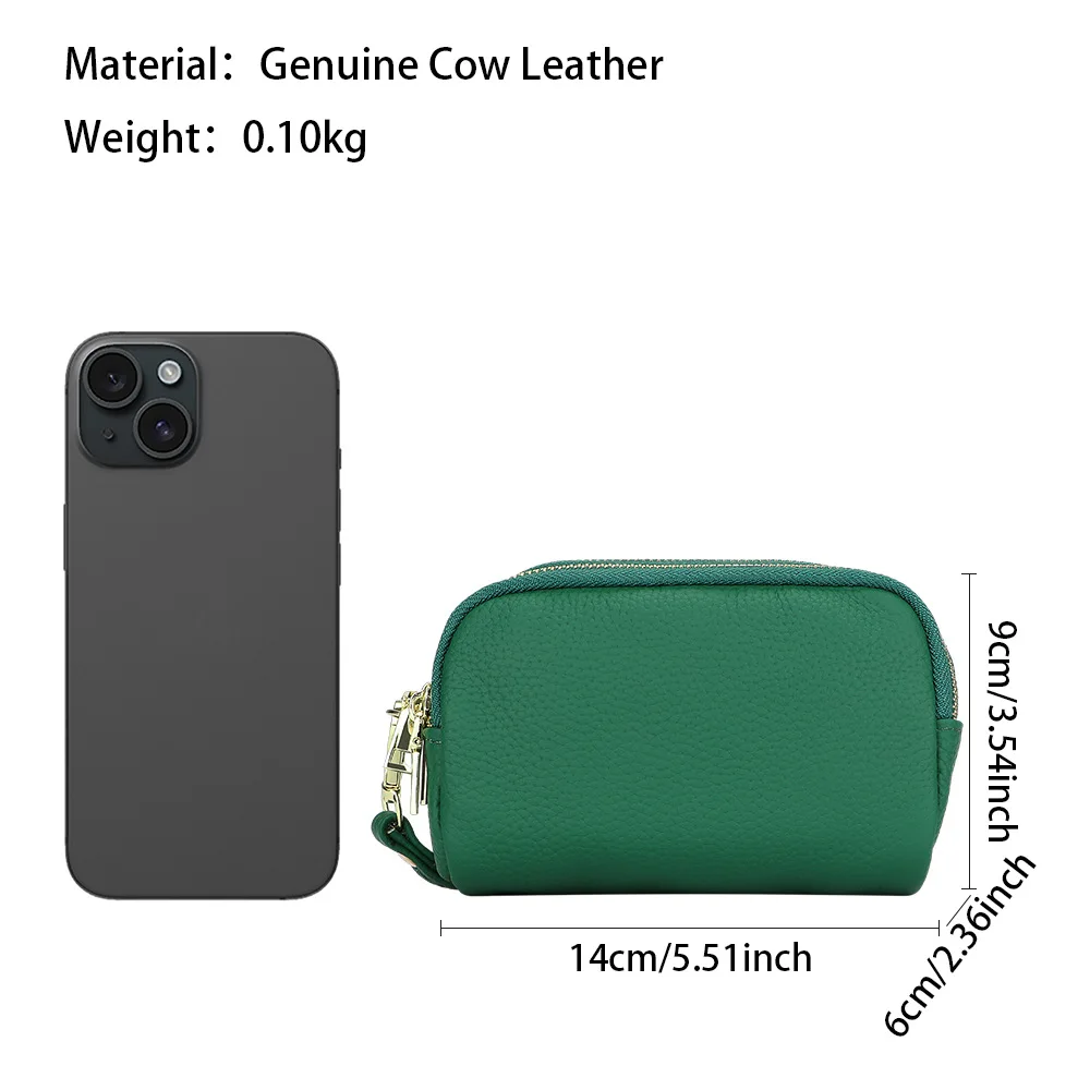 Royal Bagger Genuine Leather Coin Purse, Multi-layer Zipper Card Holder with Wristbands, Perfect Clutch for Daily Use 1609