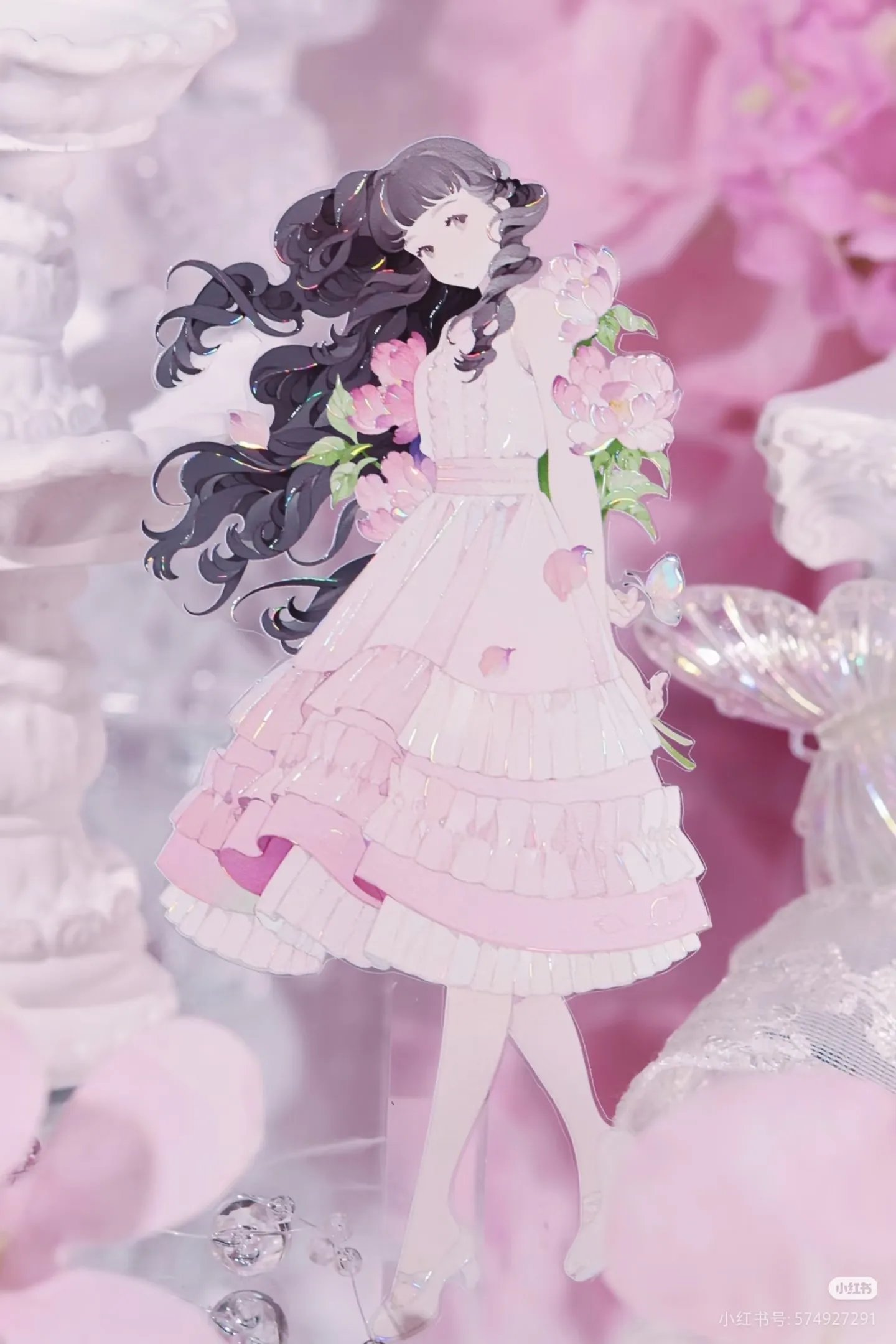 

5м полурулон прозрачной клейкой ленты Washi PET с цветочным узором и красными блестящими элементами для коллажей, DIY-открыток и декора Yutaitai