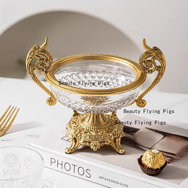 20x16cm European style crystal glass fruit tray home living room coffee table decoration candy box snack storage bowl