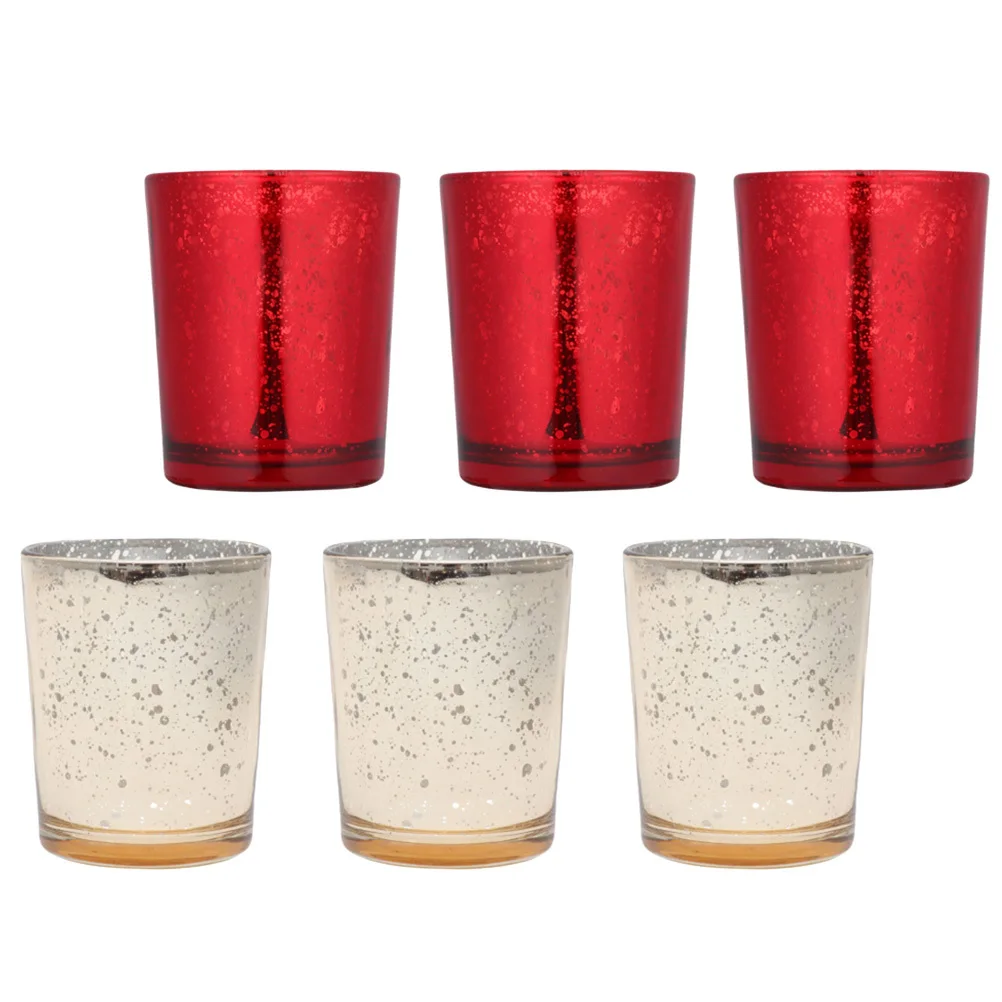 

6Pcs Glass Candleholder Stands Exquisite Candlestick Decor for Home Wedding Party Ornament Candlestick Holder