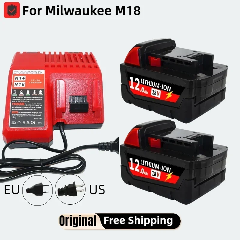 Replacement Battery for Milwaukee M18 18V M18B5 XC Lithium-Ion Battery 48-11-1815 2604-20 48-11-1850  and Milwaukee Charger