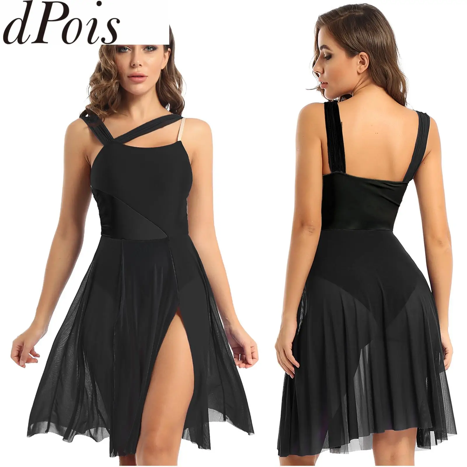Vestido de baile de Ballet para mujer, trajes de baile lírico contemporáneo moderno para adultos, sin mangas, bloque de Color, gimnasia, leotardo, Ropa de baile