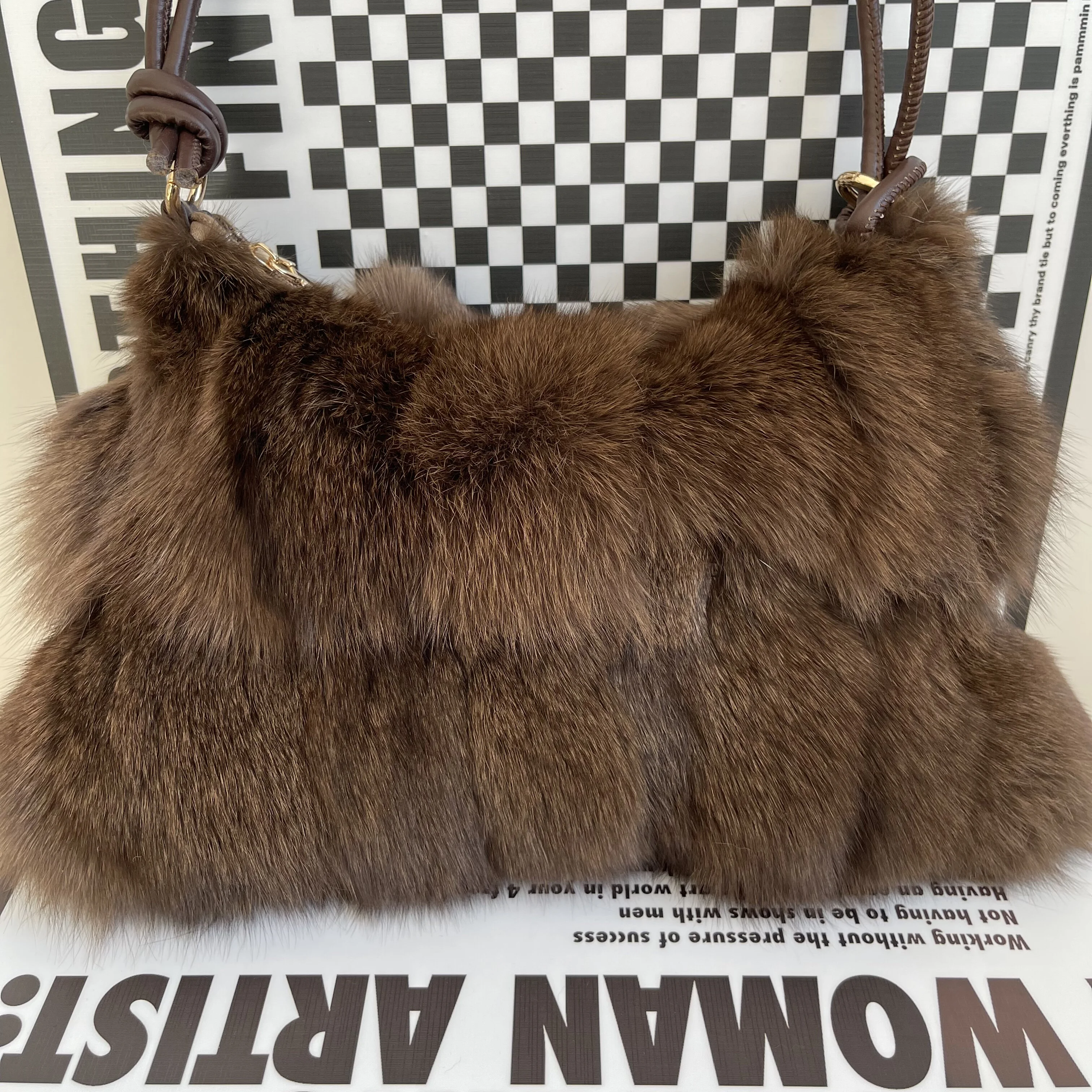 

НОВАЯ сумка из натурального лисьего меха, женские сумки через плечо, дизайнерские роскошные сумки, женская сумка на плечо, нечеткая пушистая большая сумка
