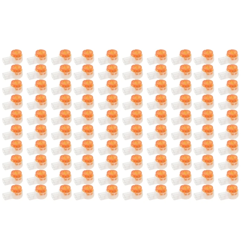 100PCS Waterproof Orange Clear Button Telephone Wire Connectors UY2 Butt Splice Connector K2 Network Cable Terminals