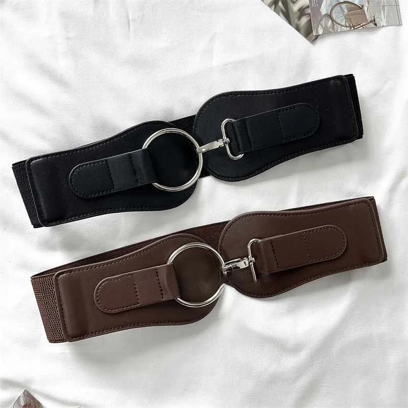 Design sense smallversatile buckle waist belt for women, round fashion outer wear matching skirt, shirt, suit decorative wais