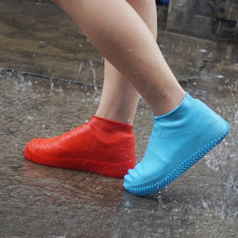 Thickened Silicone Waterproof Shoe Covers Anti Slip Wear Resistant Reusable Rain Overshoes Portable Outdoor Unisex Kids