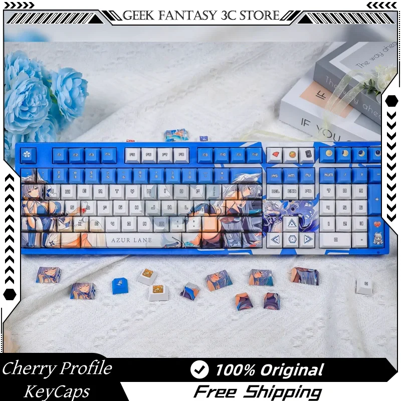 New Azur Lane Ijn Shinano Theme Keycaps 120 Keys Cherry Profile Pbt Thermal Sublimation Mechanical Keyboard Anime Game Keycaps