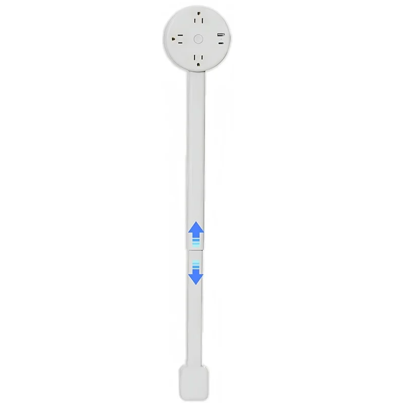 ABKO-Extensor de toma de corriente para uso doméstico y de oficina Stick-180 °   Rotación, longitud extensible (22 "- 27") con puertos USB-C y USB-A-enchufe estadounidense