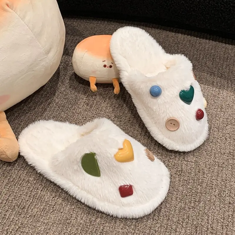 2026 New Kids Plush Closed Toe Slippers Warm Furry Cotton Indoor Slippers for Children Soft Sole Winter Slippers for Home Use