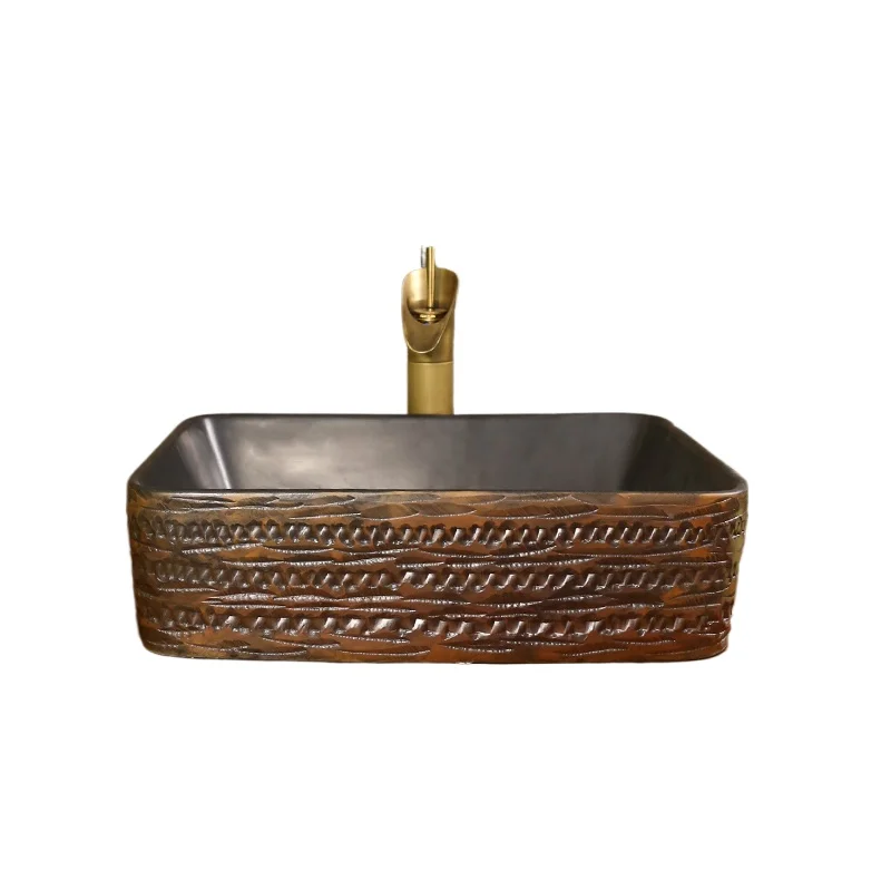 

Creative retro ceramic hand wash square Chinese art basin antique face wash