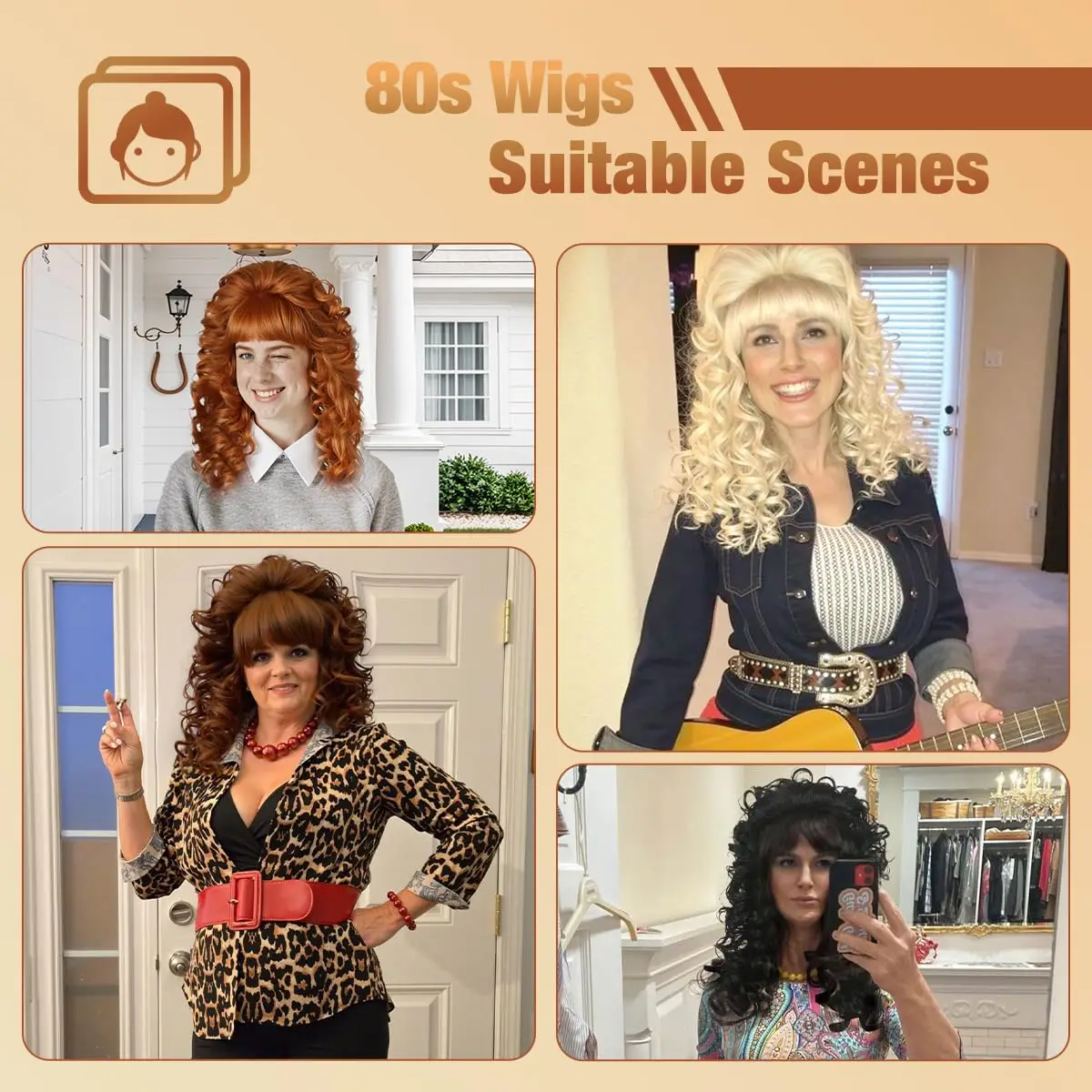 Synthetic 80s Curly Wig With Bangs For Women's Costumes, Retro Beehive Wigs Suitable For 60s and 70s Cosplay Halloween Parties view 6