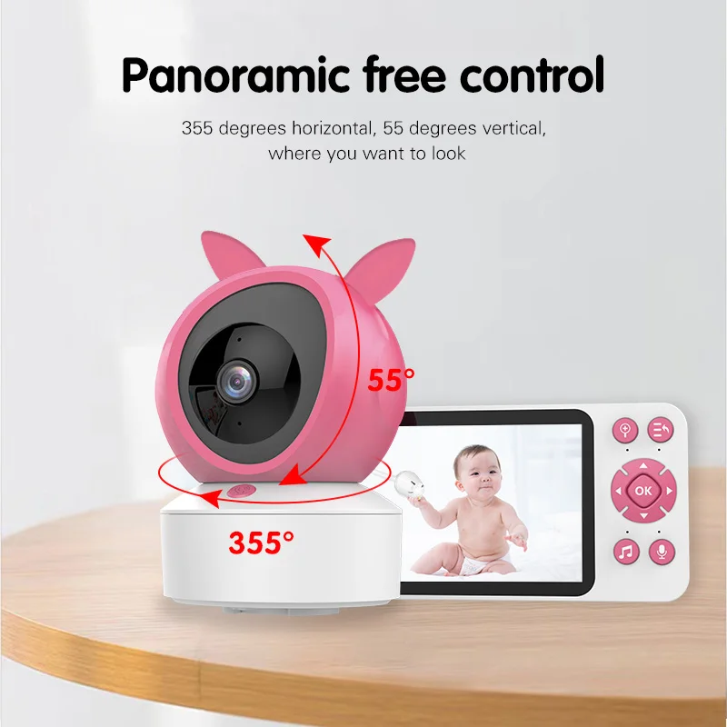 Smart Tuya app video intercom for newborn baby safety sleep monitoring camera high-definition 5-inch screen crying alarm alert