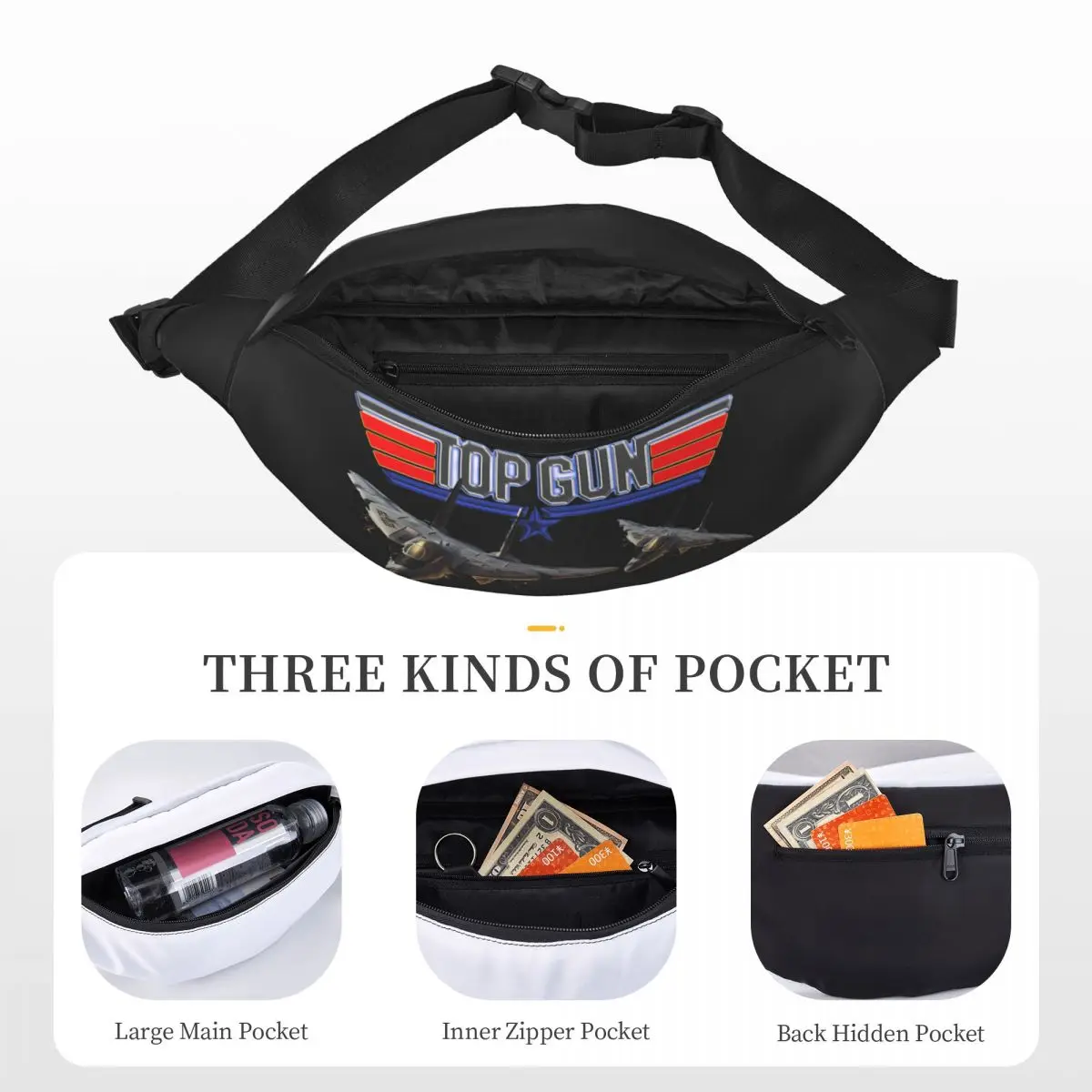 Maverick Film Top Gun Unisex Waist Bag Multifunction Sling Crossbody Bags Chest Bags Short Trip Waist Pack