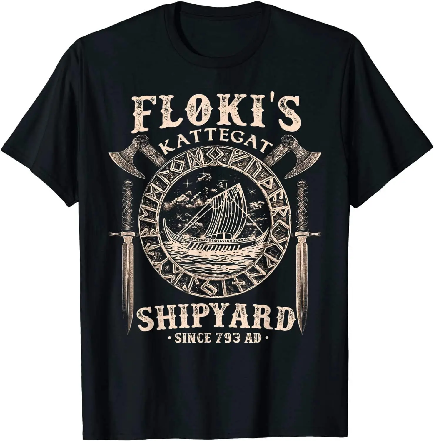 Flokis Shipyard Kattegat  Ship and Sword T-shirt High Quality 100%Cotton Short Sleeve