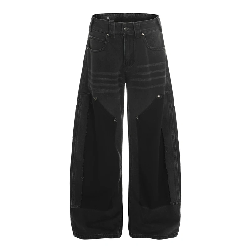 

Мужские джинсы с потертостями в американском стиле ретро, однотонные повседневные широкие брюки Deconstruct, весна-осень 2026, новинка весны и осени