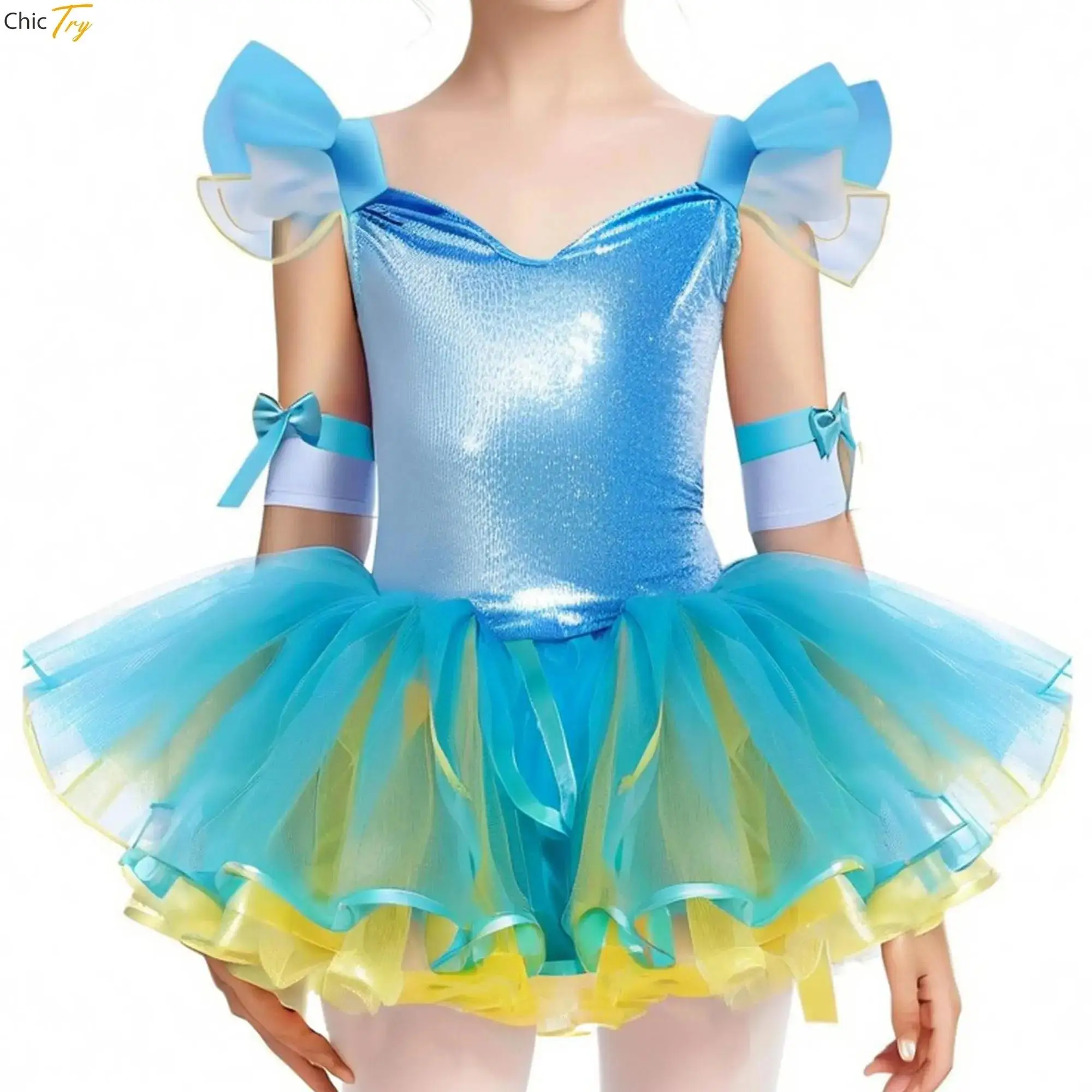 

Романтическая балетная юбка-пачка для девочек, детское испанское платье с рюшами на рукавах, тюлевое платье с головными уборами и манжетами, костюмы балерины для выступлений